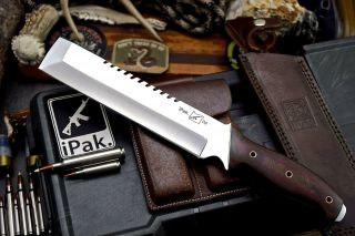 Cfk Ipak Handmade D2 Modern - Hybrid Chisel Tanto Machete - Bushcraft Blade Knife