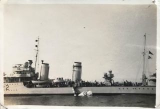 1930s Photograph Royal Navy Hms Diamond Salvaging Ospery Aircraft China Sea