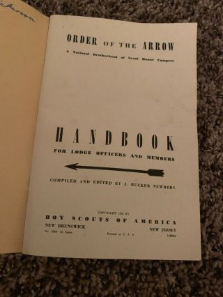 1950 1st Print Order of the Arrow Boy Scout Handbook for Lodge Officer Member 3