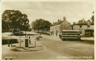 Rp Norton On Tees The Green Bus Street Scene Co Durham Real Photo C1940
