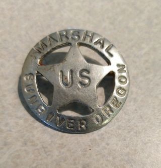 Vintage Us Marshal Sunriver Oregon Metal Badge
