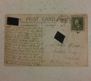 015 Vintage Birthday Greetings Postcard 1 Cent Postage Postmarked Middletown VA 2