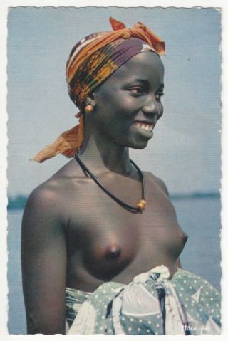 , Petite,  Naked Black African Girl From Senegal - Vintage Postcard