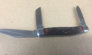 VTG Camillus USA Rough Cut Tobacco Stockman 3 Blade Delrin Folding Pocket Knife 3