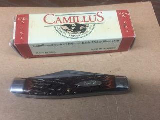 VTG Camillus USA Rough Cut Tobacco Stockman 3 Blade Delrin Folding Pocket Knife 5