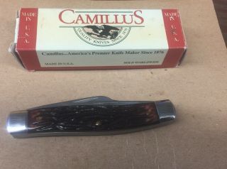 VTG Camillus USA Rough Cut Tobacco Stockman 3 Blade Delrin Folding Pocket Knife 6