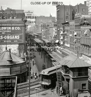 1907 WABASH AVE CHICAGO IL PHOTO FAMOUS L ELEVATED TRAIN CITYSCAPE ARCHITECTURE 2