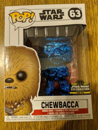 Star Wars Celebration Chicago 2019 Exclusive Blue Chrome Chewbacca Funko Pop