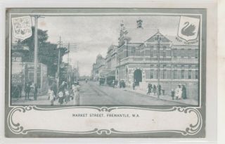 Vintage Postcard Market St Fremantle Western Australia Biege Borders 1900s