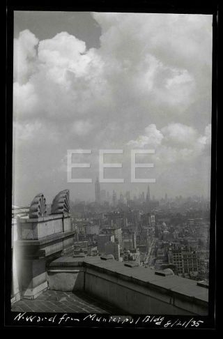 1935 Manhattan Skyline Municipal Bldg Nyc York City Old Photo Negative H22