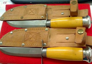 2 Vintage Broderna Jonsson Mora - Sweden Knives In Sheaths