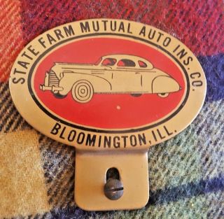 Vintage Premium License Plate Topper State Farm Auto Insurance Bloomington Ill.