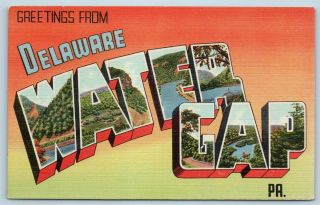 Postcard Pa Large Letter Greetings From Delaware Water Gap Vintage Linen 2 P6