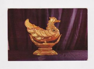 Vintage Jewelled Casket Of A Hintha Bird Postcard Rppc Mandalay Palace Treasure