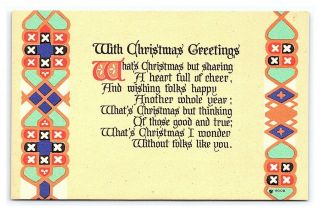 Vintage Postcard Arts And Crafts Christmas Greetings P.  F.  Volland Co.  9008 G5