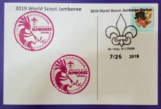 24th World Scout Jamboree 2019 / Postmark On Usps Official Postcard And Spain