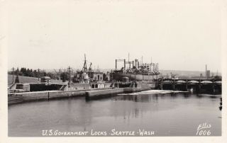 Ship U.  S.  Government Locks Seattle Washington Real Photo Postcard 1950 