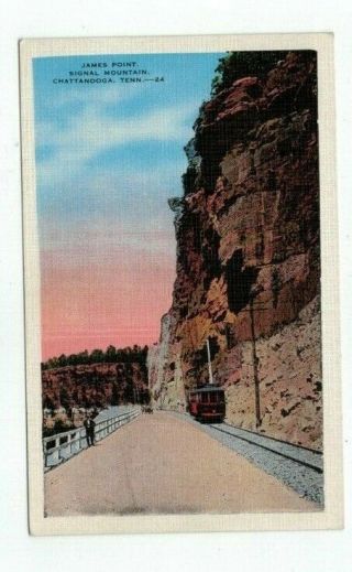 Tn Chattanooga Tennessee Antique Linen Post Card James Point Signal Mountain