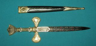 Vintage Ornate Letter Opener With Sheath Made In Spain