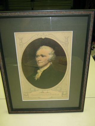 Framed Alexander Hamilton Print W/ Will - Marine Midland Trust Co.  Bank Give Away