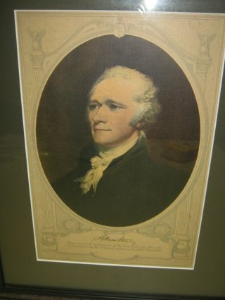 Framed Alexander Hamilton Print w/ Will - Marine Midland Trust Co.  Bank Give Away 2