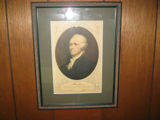 Framed Alexander Hamilton Print w/ Will - Marine Midland Trust Co.  Bank Give Away 5