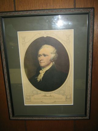Framed Alexander Hamilton Print w/ Will - Marine Midland Trust Co.  Bank Give Away 6