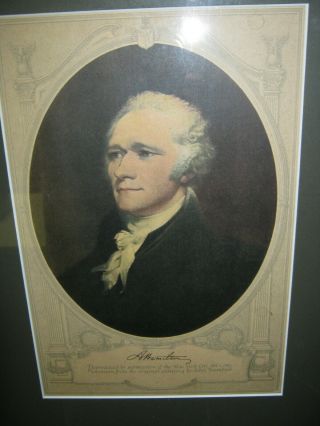 Framed Alexander Hamilton Print w/ Will - Marine Midland Trust Co.  Bank Give Away 7