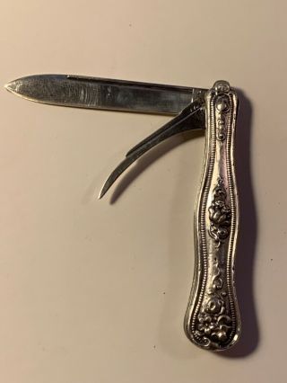 Old Vintage Sterling Silver Folding Fruit Pocket Knife