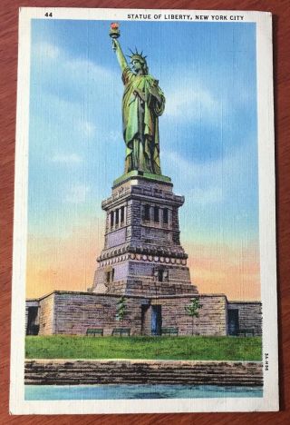 Vintage Postcard: Statue Of Liberty,  Nyc Linen Unposted