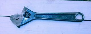 Vintage Utica Tools 6 " Inch Adjustable Wrench - Rust Old Tool - Made In Usa