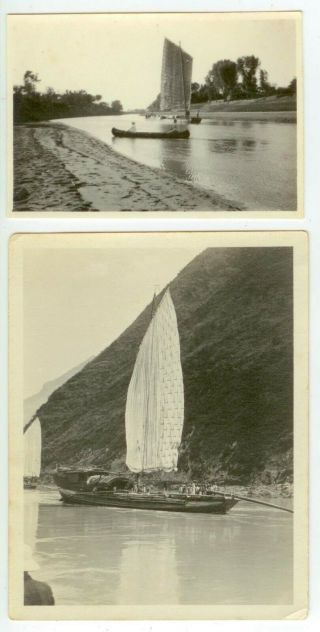 C1930s China Junks On The River Photos - Likely Near Peking