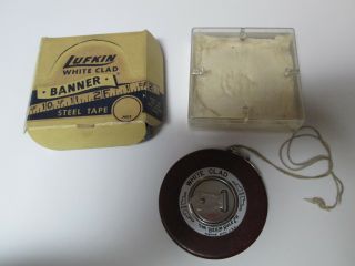 Vintage Lufkin Rule Co.  White Clad Banner Steel Tape 50 Ft.  W223 W/ Box