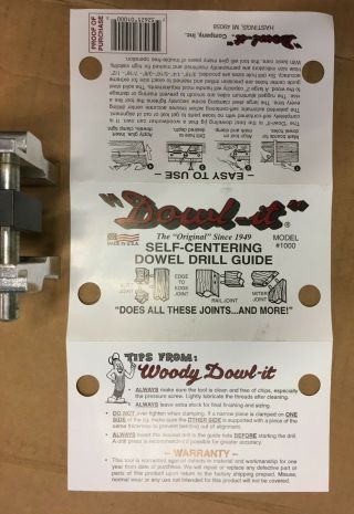 Dowl - It Self - Centering Dowel Drill Guide / Doweling Jig Model 1000 4
