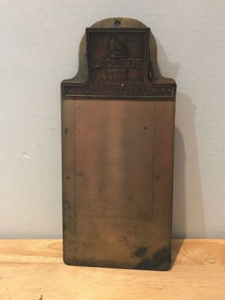 Vintage Solid Brass Small 9” X 5” Clipboard With Advertising.  St.  Louis,  Mo