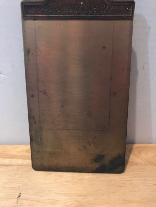 Vintage Solid Brass Small 9” X 5” Clipboard With Advertising.  St.  Louis,  Mo 5