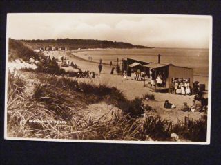 1928 Beach Wells On Sea Real Photo Norfolk Postcard Showing Food Huts Etc