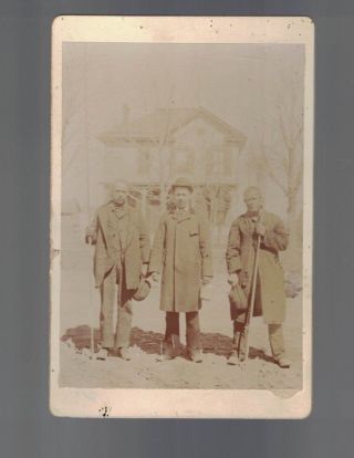 3 African American Men Standing Cabinet Card 1800s Upstate Ny