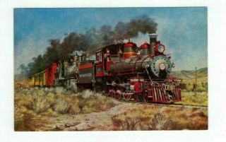 Vintage Railroad Train Post Card " Virginia & Truckee Train Near Reno " By Fogg