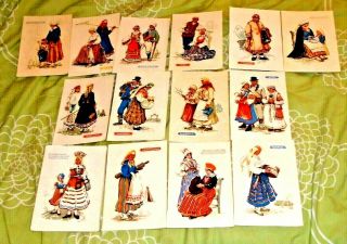 13 Old Estonian Postcard Set With National Costumes Of Estonia 1961