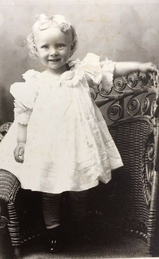 1890’s Adorable Young Girl White Dress Cabinet Card Photo