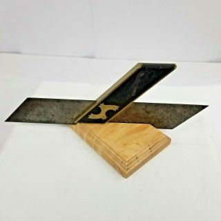 1 ANTIQUE/VINTAGE EBONY BRASS,  STEEL CARPENTER ' S,  MITER SQUARE,  FROM THE UK 7