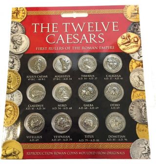 Ancient Roman Coin Replicas Of Twelve Caesars Emperors Portraits Set