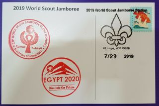 24th World Scout Jamboree 2019 / Postmark On Usps Official Postcard And Egypt