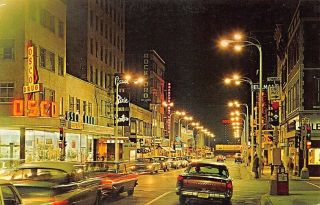 Rockford Il Osco Drug Night Street View Storefronts Old Cars Postcard