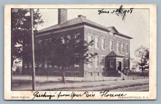 Pleasantville Nj High School 1908 Antique Postcard