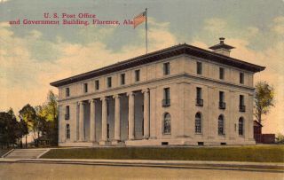 Postcard U.  S.  Post Office And Government Building In Florence,  Alabama 122869