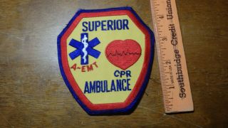 Superior Ambulance Cpr Emt Rescue Fire Fighter Patch Bx C 11