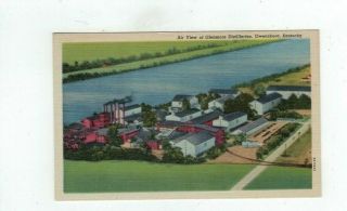 Ky Owensboro Kentucky Antique Linen Post Card Glenmore Distilleries Air View