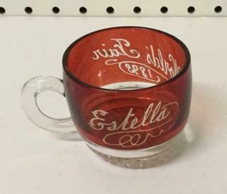 1893 Chicago Worlds Fair Ruby Red Flash Glass Cup Souvenir
